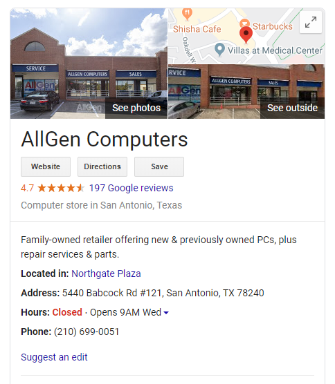 AllGen Computers Good Google Reviews